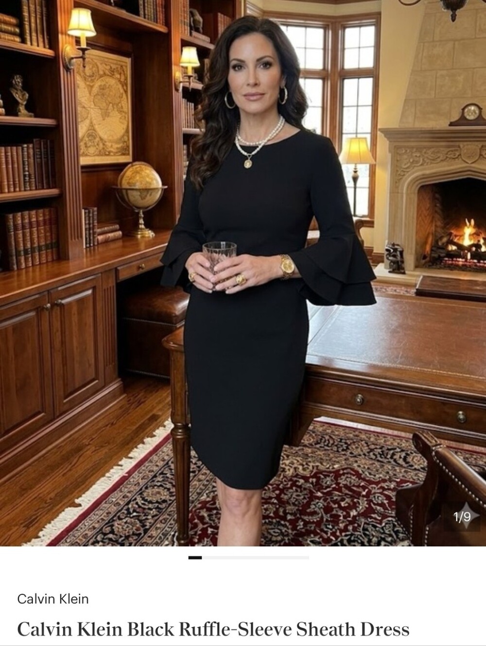 Calvin Klein Black Ruffle-Sleeve Sheath Dress